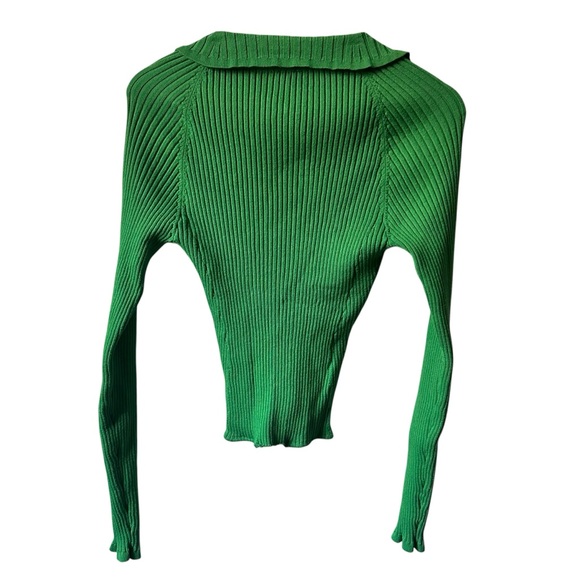 Free People Emerald Ribbed Button-Up Sweater Top Size Medium - Picture 2 of 6